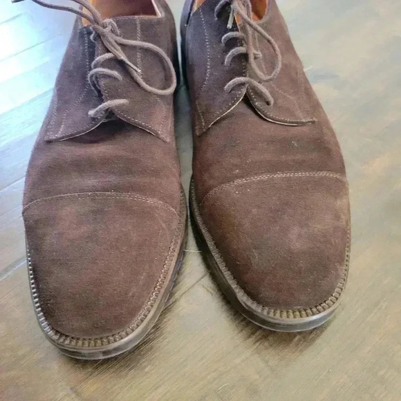 Churchs Cap Toe Derby Shoe Oxford Chocolate Brown Suede Mens 10.5 England Laceup - Picture 2 of 11